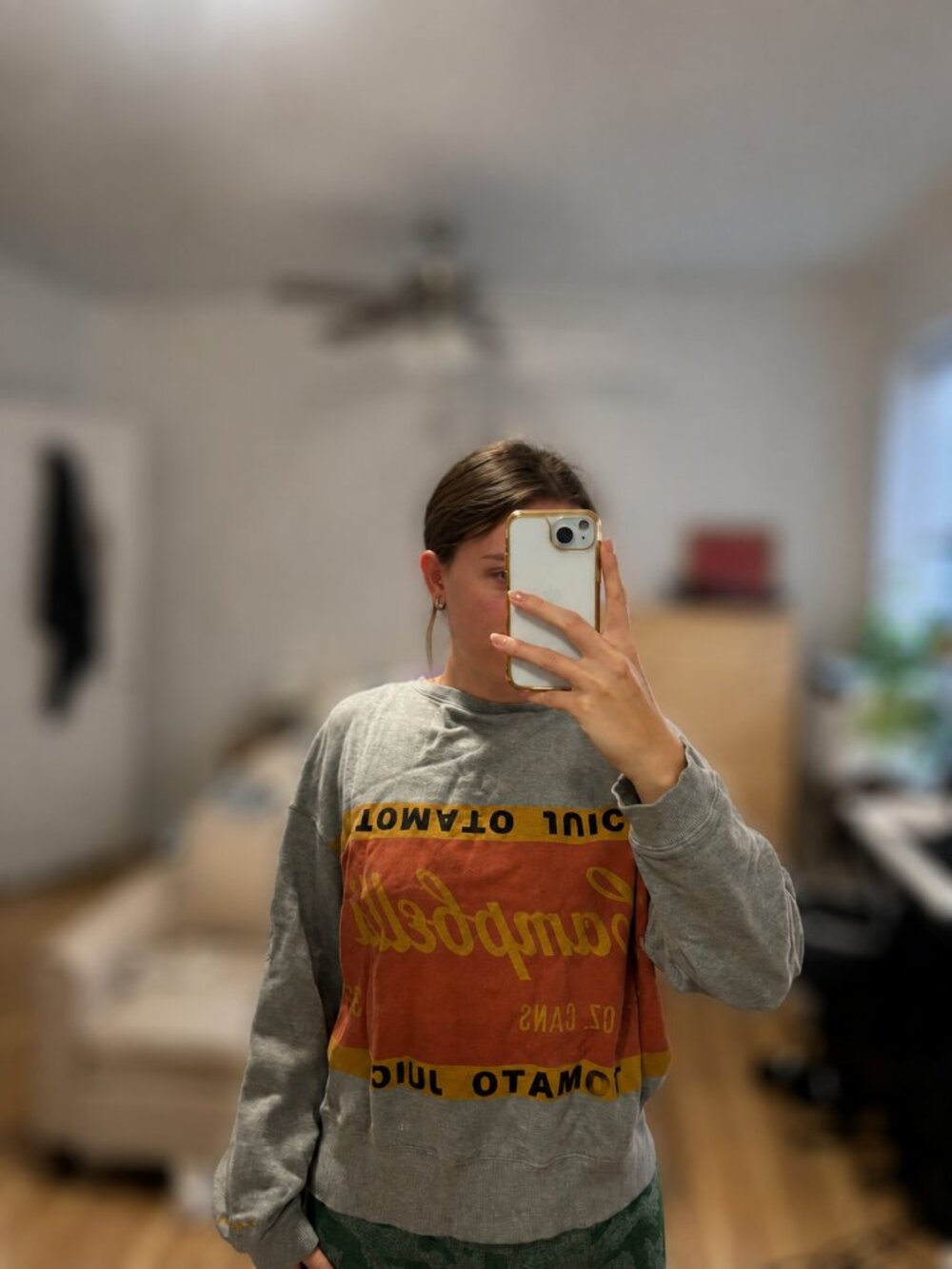 SPRZ NY X Andy Warhol Size Small Grey Fleece Campbell's Tomato Juice Pullover